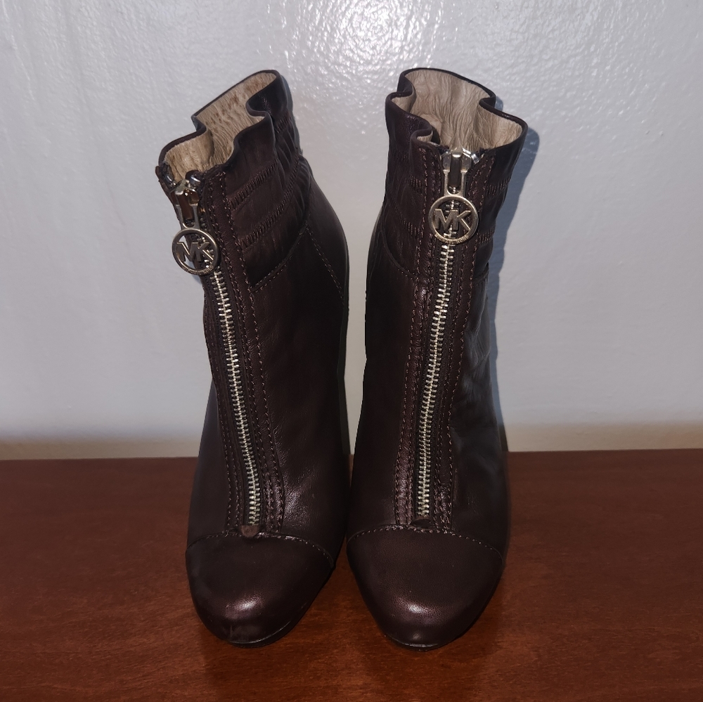 Women's Michael Kors Leather Booties - Picture 13 of 16